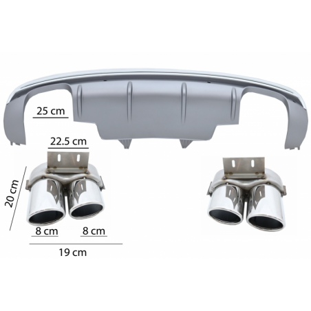 Rear Bumper Spoiler Valance Diffuser Double Outlet suitable for AUDI Q5 8R Facelift (2013-2016) S-Line Bumper Rear Bumper Spoiler Valance Diffuser Double Outlet suitable for AUDI Q5 8R Facelift (2013-2016) S-Line Bumper