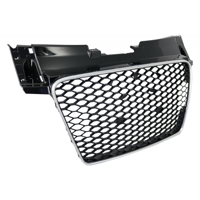 Badgeless Front Grille suitable for AUDI TT 8J 2006+ RS Design Piano Black Chrome Border