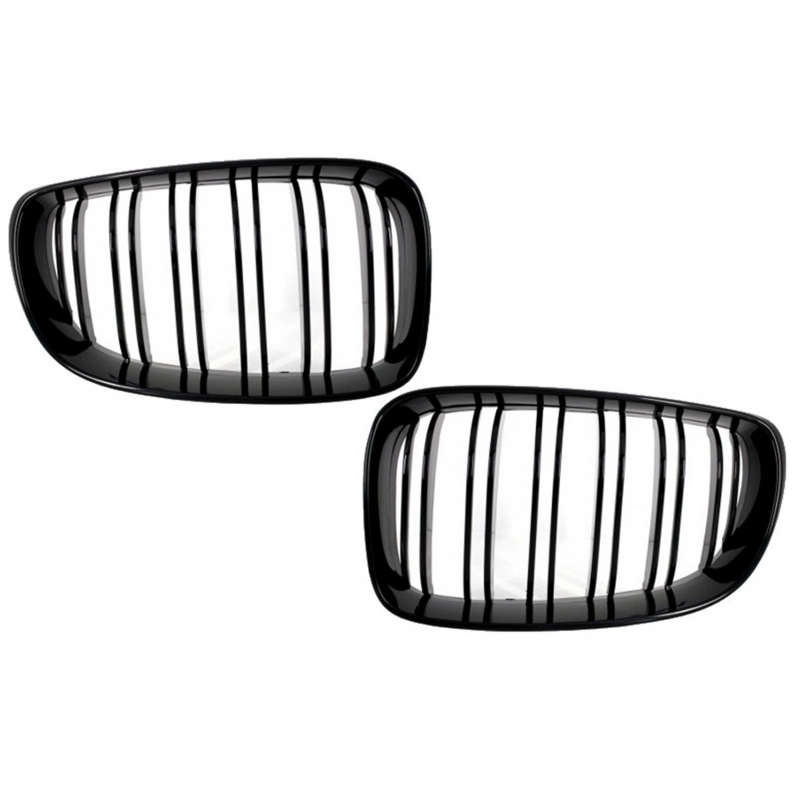 Central Grilles Kidney Grilles suitable for BMW 1 Series E81 E82 E87 E88 M1 M 2007-2011 LCI Double Stripe M Design Piano Black