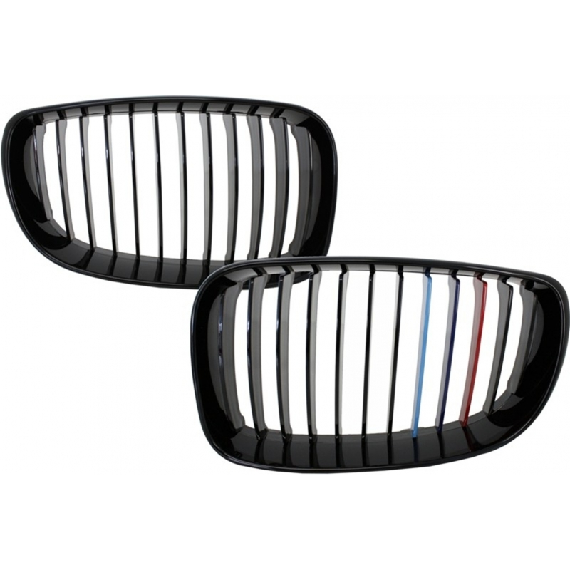 Central Kidney Grilles suitable for BMW 1 Series E81 E82 E87 E88 M1 M (2007-2011) LCI M-Power 3 Color Design Piano Black