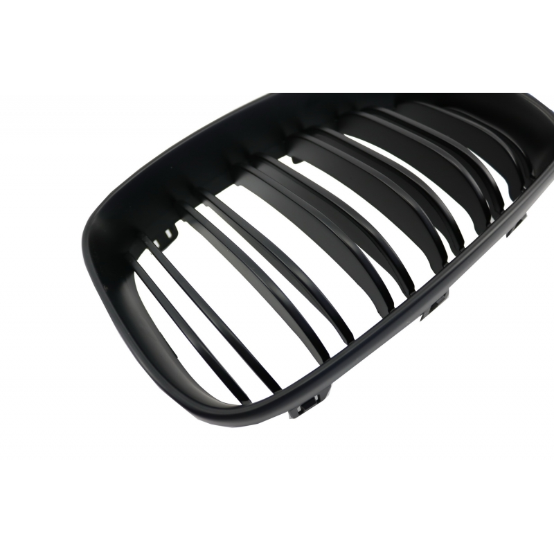 Central Grilles Kidney Grilles suitable for BMW 1 Series E81 E82 E87 E88 M1 M (2007-2011) LCI Double Stripe M Design Matt Black