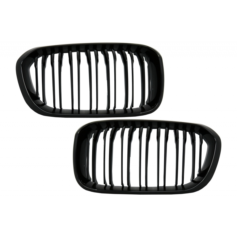 Central Kidney Grilles suitable for BMW 1 Series F20 F21 LCI (2015-2018) Double Stripe M1 Design Piano Black