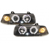 headlights suitable for BMW E36 Lim. 7.92-3.98 _ 2 halo rims _ black headlights suitable for BMW E36 Lim. 7.92-3.98 _ 2 halo rims _ black