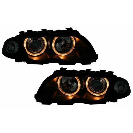 Headlights Angel Eyes suitable for BMW 3 Series E46 Limousine Touring (05.1998-08.2001) Black