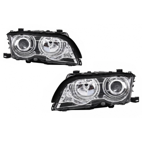 Angel Eyes Headlights suitable for BMW 3 Series E46 Coupe/Cabrio (1998-2003) Chrome Edition Angel Eyes Headlights suitable for BMW 3 Series E46 Coupe/Cabrio (1998-2003) Chrome Edition