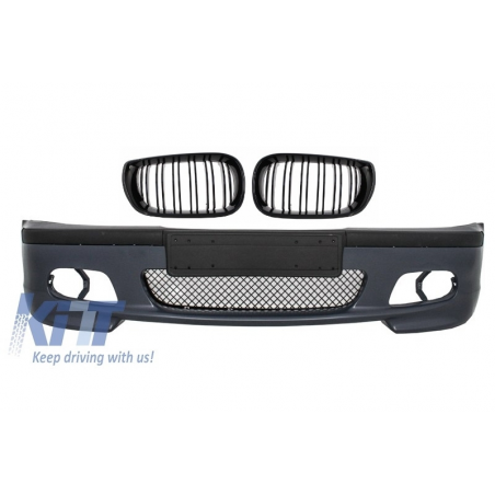 Front Bumper suitable for BMW E46 M-Technik Model with Central Grilles M Design Piano Black Assembly