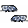 LED Angel Eyes Headlights suitable for BMW 3 Series E46 (09.2001 - 03.2005) Xenon Look Black LED Angel Eyes Headlights suitable for BMW 3 Series E46 (09.2001 - 03.2005) Xenon Look Black