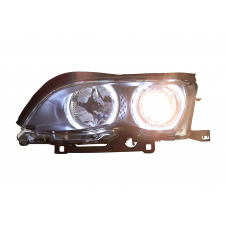 LED Angel Eyes Headlights suitable for BMW 3 Series E46 (09.2001 - 03.2005) Xenon Look Black LED Angel Eyes Headlights suitable for BMW 3 Series E46 (09.2001 - 03.2005) Xenon Look Black