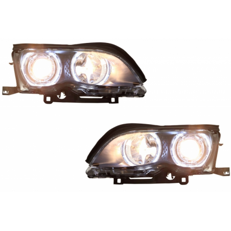 LED Angel Eyes Headlights suitable for BMW 3 Series E46 (09.2001 - 03.2005) Xenon Look Black LED Angel Eyes Headlights suitable for BMW 3 Series E46 (09.2001 - 03.2005) Xenon Look Black