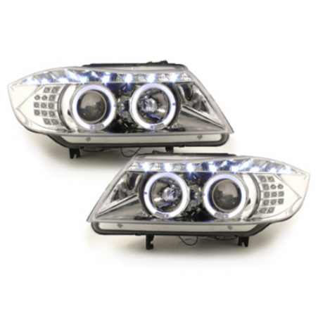 DAYLINE headlights suitable for BMW E90 05+_2 halo rims_drl optic_LED_chr DAYLINE headlights suitable for BMW E90 05+_2 halo rims_drl optic_LED_chr