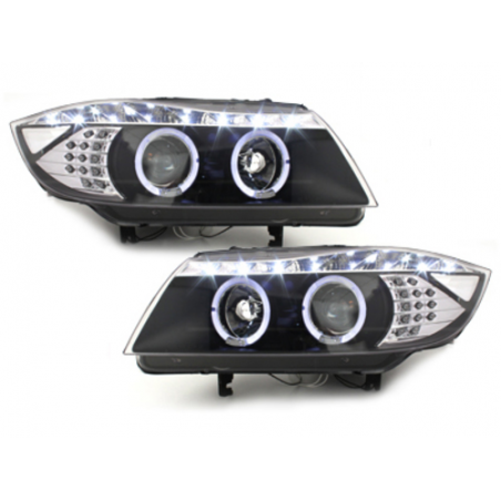 DAYLINE Headlights suitable for BMW E90 E91 05+ 2 Halo Rims Drl Optic LED Black DAYLINE Headlights suitable for BMW E90 E91 05+ 2 Halo Rims Drl Optic LED Black