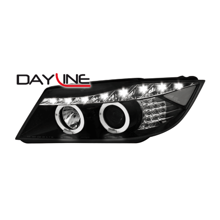 DAYLINE Headlights suitable for BMW E90 E91 05+ 2 Halo Rims Drl Optic LED Black DAYLINE Headlights suitable for BMW E90 E91 05+ 2 Halo Rims Drl Optic LED Black