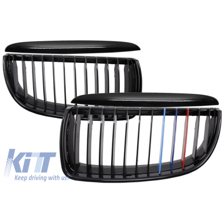 Central Grilles Kidney Grilles suitable for BMW 3 Series E90 (2005-2009) Pre Facelift M-Power 3 Color Design Central Grilles Kidney Grilles suitable for BMW 3 Series E90 (2005-2009) Pre Facelift M-Power 3 Color Design