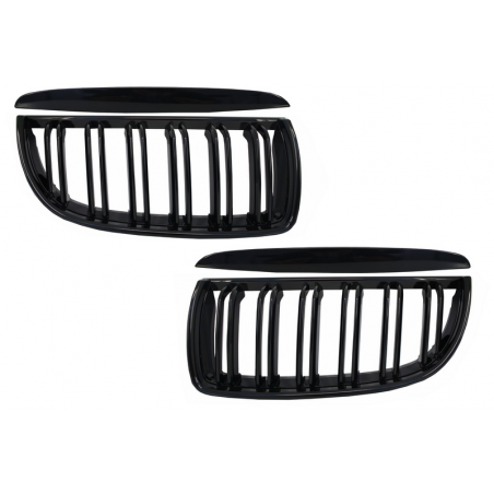 Front Kidney Grilles suitable for BMW E90 E91 Pre-LCI 3 Series (2005-2008) Double Stripe M Design Piano Black Front Kidney Grilles suitable for BMW E90 E91 Pre-LCI 3 Series (2005-2008) Double Stripe M Design Piano Black
