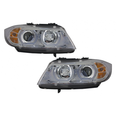 Headlights 3D LED Angel Eyes suitable for BMW E90/E91 (2005-2008) U-Type Chrome HID Headlights 3D LED Angel Eyes suitable for BMW E90/E91 (2005-2008) U-Type Chrome HID