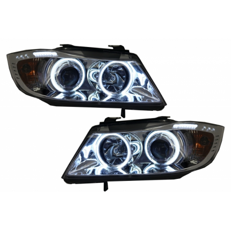 Headlights Angel Eyes suitable for BMW 3 Series E90/E91 (2005-2008) CCFL Chrome Headlights Angel Eyes suitable for BMW 3 Series E90/E91 (2005-2008) CCFL Chrome