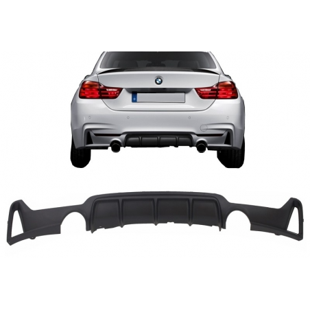 Rear Bumper Diffuser suitable for BMW F32 F33 F36 (2013-) Coupe Cabrio 4 Series M Performance Design Twin Single Outlet Rear Bumper Diffuser suitable for BMW F32 F33 F36 (2013-) Coupe Cabrio 4 Series M Performance Design Twin Single Outlet