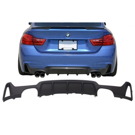 Rear Bumper Diffuser suitable for BMW F32 F33 F36 (2013-) Coupe Cabrio 4 Series M Performance Design Twin Double Outlet Rear Bumper Diffuser suitable for BMW F32 F33 F36 (2013-) Coupe Cabrio 4 Series M Performance Design Twin Double Outlet