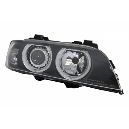 Angel Eyes Headlights suitable for BMW 5 Series E39 (1996-2003) Facelift Design Black Edition