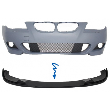 Front Bumper Spoiler Splitter Addon Valance Lip suitable for BMW 5 Series E60/E61 M-Technik (2004-2011) HM Style Front Bumper Spoiler Splitter Addon Valance Lip suitable for BMW 5 Series E60/E61 M-Technik (2004-2011) HM Style