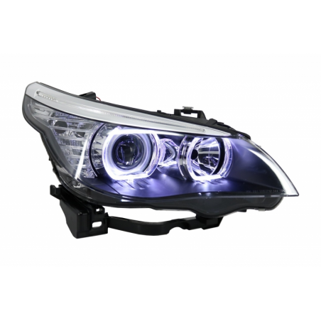 LED Dayline & Angel Eyes Headlights suitable for BMW 5 Series E60 E61 (2003-2007) LCI Look LED Dayline & Angel Eyes Headlights suitable for BMW 5 Series E60 E61 (2003-2007) LCI Look