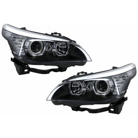 LED Dayline & Angel Eyes Headlights suitable for BMW 5 Series E60 E61 (2003-2007) LCI Look LED Dayline & Angel Eyes Headlights suitable for BMW 5 Series E60 E61 (2003-2007) LCI Look