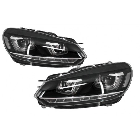 Phares pour VW Golf 6 Double U led 3D avec clignotants dynamique Led