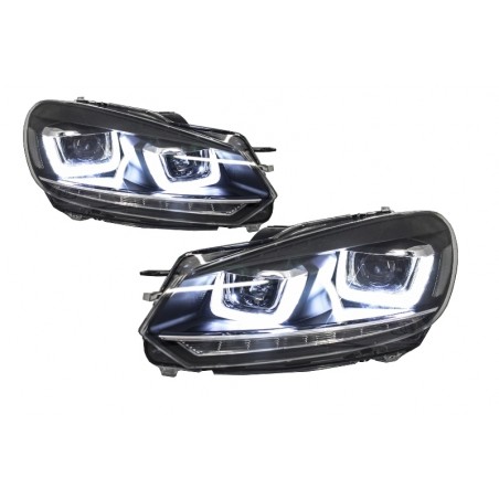 Phares pour VW Golf 6 Double U led 3D avec clignotants dynamique Led