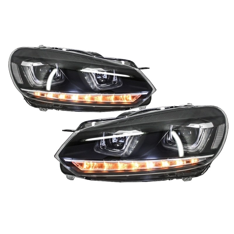 Phares pour VW Golf 6 Double U led 3D avec clignotants dynamique Led