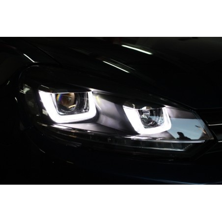 Phares pour VW Golf 6 Double U led 3D avec clignotants dynamique Led