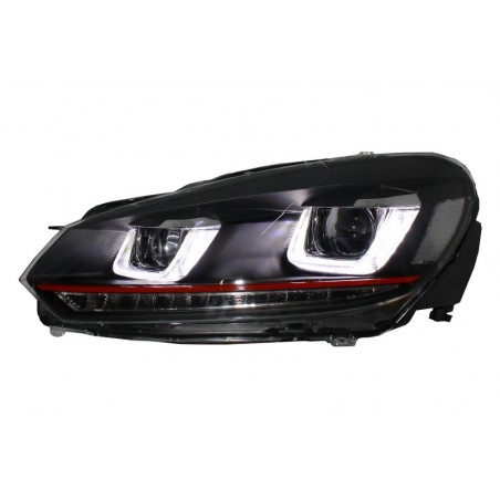 Phares pour VW Golf 6 Double U led 3D avec clignotants dynamique Led GTI