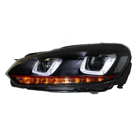 Phares pour VW Golf 6 Double U led 3D avec clignotants dynamique Led GTI