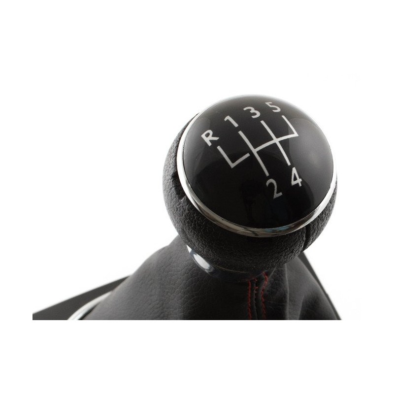 Pommeau / levier 5 vitesses avec cadre chromé Coutures Rouge GTI