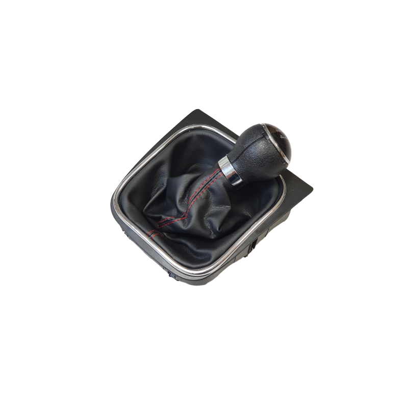 Pommeau / levier 5 vitesses avec cadre chromé Coutures Rouge GTI