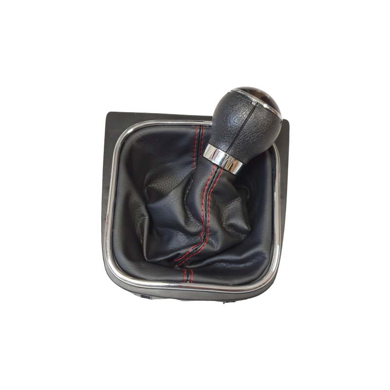 Pommeau / levier 5 vitesses avec cadre chromé Coutures Rouge GTI