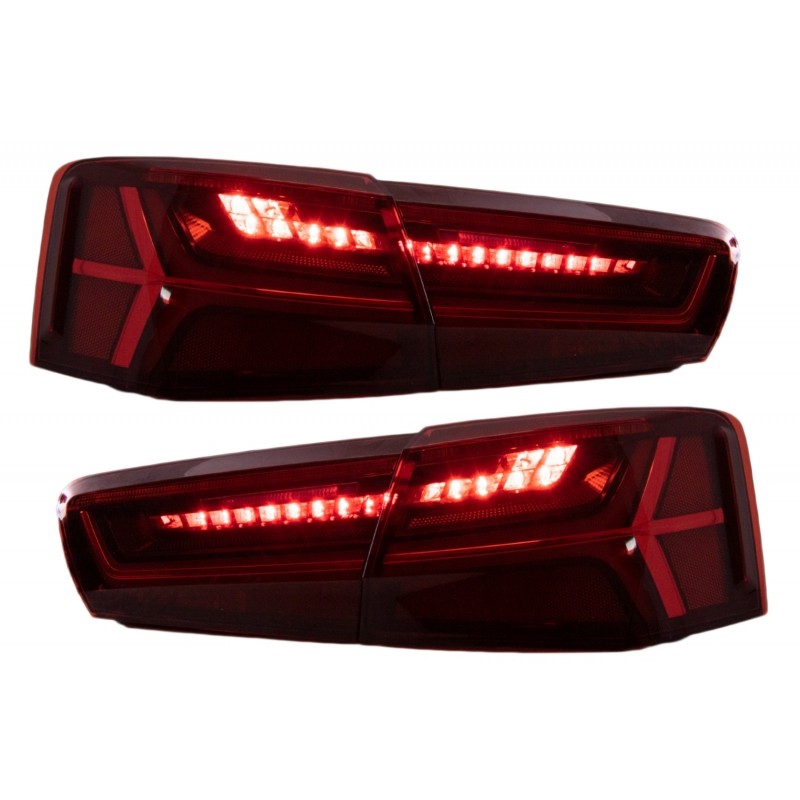 Taillights Full LED suitable for Audi A6 4G C7 Limousine (2011-2014) Red/Clear Facelift Design with Sequential Dynamic Turning L