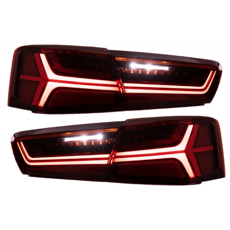 Taillights Full LED suitable for Audi A6 4G C7 Limousine (2011-2014) Red/Clear Facelift Design with Sequential Dynamic Turning L