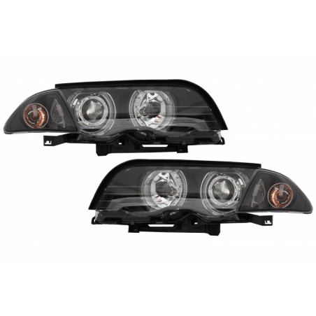 Headlights LED Angel Eye suitable for BMW E46 Limousine Touring (1998-2001) Black