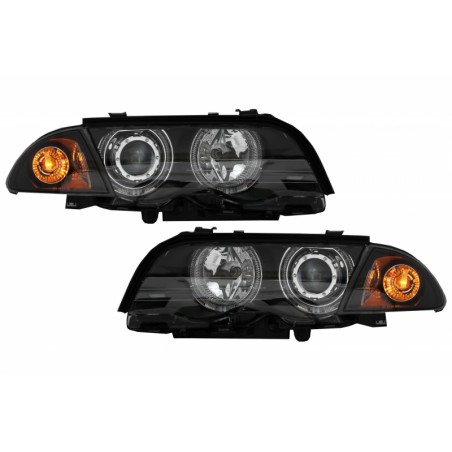 Headlights LED Angel Eye suitable for BMW E46 Limousine Touring (1998-2001) Black