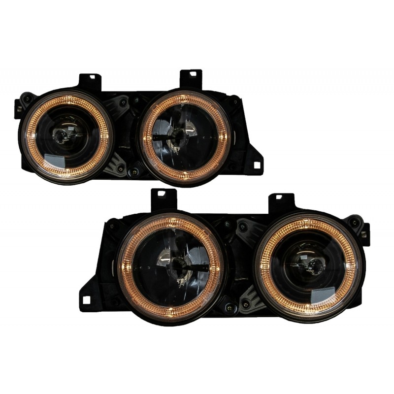 Angel Eyes Headlights suitable for BMW 7 Series E32 5 Series E34 Black