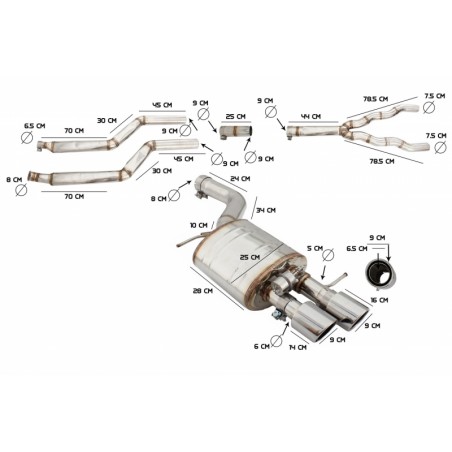 Complete Exhaust System suitable for BMW 5 Series F10 (2011-2016) Petrol 1.6/2.0 L 520i N2B20/NB20B16 / 528i NB20B20 Turbocharge