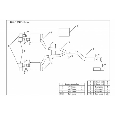 Complete Exhaust System suitable for BMW 5 Series F10 (2011-2016) Petrol 1.6/2.0 L 520i N2B20/NB20B16 / 528i NB20B20 Turbocharge