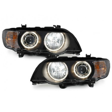 headlights suitable for BMW X5 99-03 E53_HID_2 halo rims_black headlights suitable for BMW X5 99-03 E53_HID_2 halo rims_black