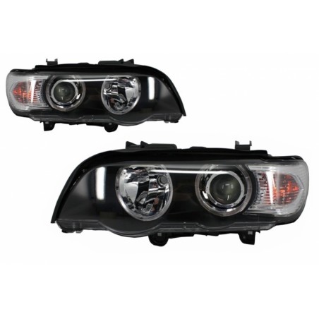Angel Eyes Headlights suitable for BMW X5 E53 (1999-2003) Facelift Black Edition Angel Eyes Headlights suitable for BMW X5 E53 (1999-2003) Facelift Black Edition