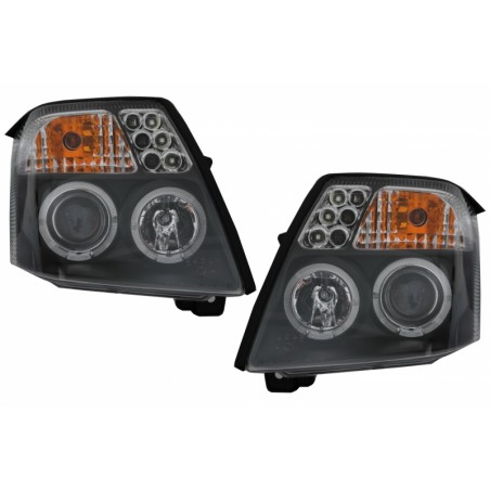 Headlights suitable for CITROEN C2 (JM) (2003-2009) Angel Eyes 2 Halo Rims Black Headlights suitable for CITROEN C2 (JM) (2003-2009) Angel Eyes 2 Halo Rims Black