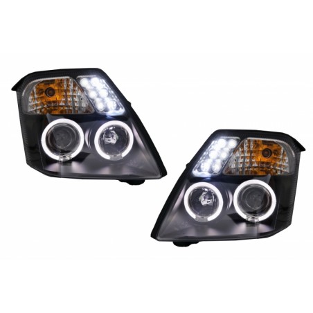 Headlights suitable for CITROEN C2 (JM) (2003-2009) Angel Eyes 2 Halo Rims Black Headlights suitable for CITROEN C2 (JM) (2003-2009) Angel Eyes 2 Halo Rims Black