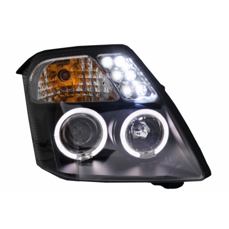 Headlights suitable for CITROEN C2 (JM) (2003-2009) Angel Eyes 2 Halo Rims Black Headlights suitable for CITROEN C2 (JM) (2003-2009) Angel Eyes 2 Halo Rims Black