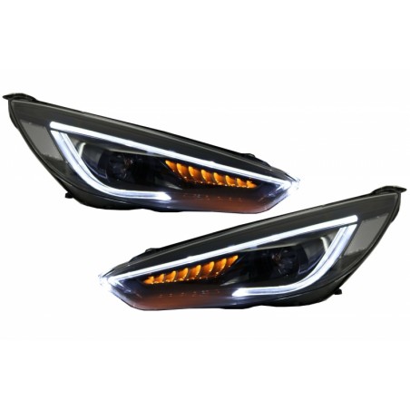 Headlights LED DRL suitable for FORD Focus III Mk3 (2015-2017) Bi-Xenon Design Dynamic Flowing Turn Signals Demon Look Headlights LED DRL suitable for FORD Focus III Mk3 (2015-2017) Bi-Xenon Design Dynamic Flowing Turn Signals Demon Look