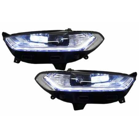 LED DRL Headlights Xenon Look suitable for FORD Mondeo MK5 (2013-2016) Flowing Dynamic Sequential Turning Lights Chrome