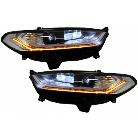 LED DRL Headlights Xenon Look suitable for FORD Mondeo MK5 (2013-2016) Flowing Dynamic Sequential Turning Lights Chrome